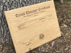 aser Engraved Diploma Certificate 9x12in, Unique Diploma Display,