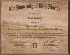 Custom Engraved Diploma, Certificate or Degree On Wood Plaque, High School, University, Personalized Gift, Gift for your graduate