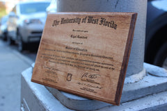 Custom Engraved Diploma, Certificate or Degree On Wood Plaque, High School, University, Personalized Gift, Gift for your graduate