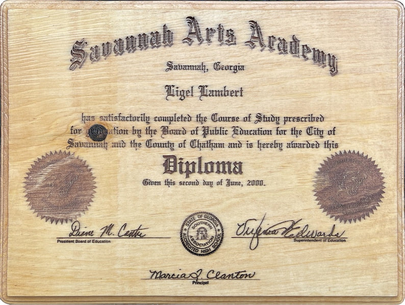 Custom Engraved Diploma, Certificate or Degree On Wood Plaque, High School, University, Personalized Gift, Gift for your graduate
