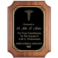 Genuine Walnut notched Corner Plaque with Brass Engraving Plate 3 Sizes Available