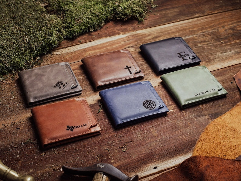 Personalized Wallet, Mens Wallet, Engraved Wallet, Leather Wallet, Custom Wallet, Gift for Men, Gift for Him, Gift for Dad, Groomsmen Gif